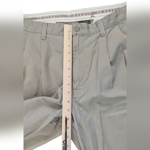 CK Calvin Klein Men's Khakis Vintage 90s Tan Pants Pleated Size 36 - Picture 6 of 10
